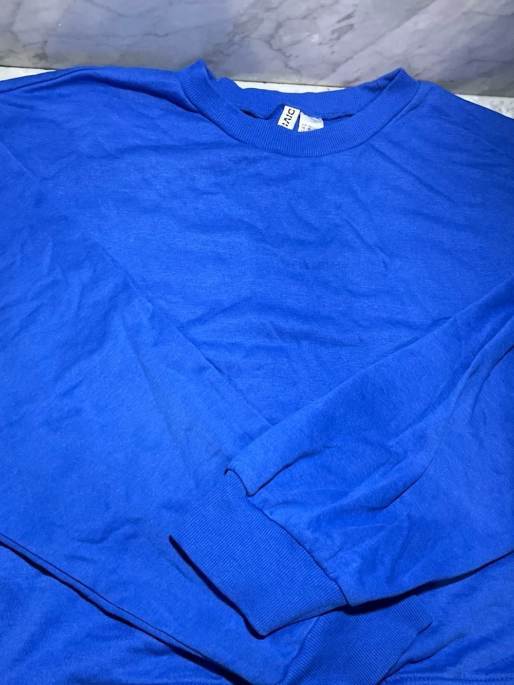Divided Crewneck Sweater in Bright Blue